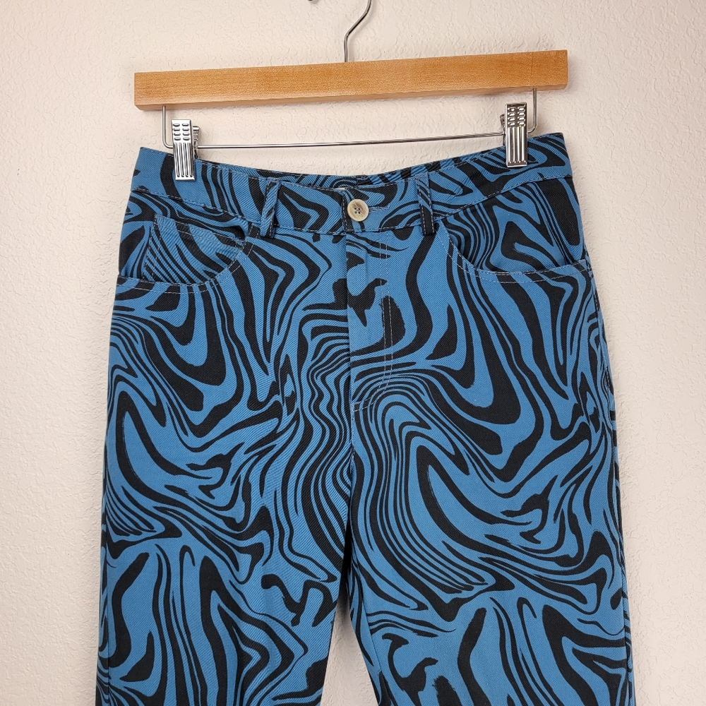 Paloma Wool Kelly Pants Swirls Black and Blue 36/4 - Picture 5 of 13